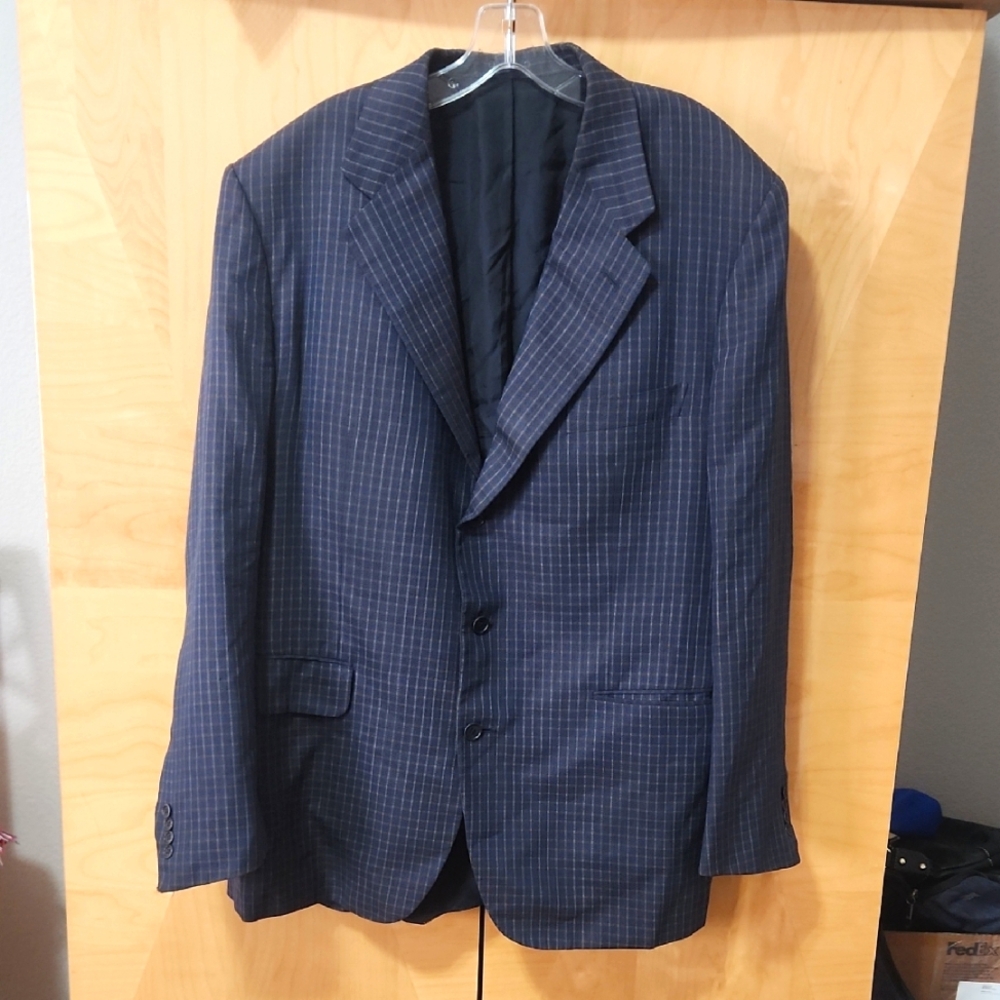Luciano Barbera Made In Italy Silk And Wool Blazer Size 56/6/r Dark Blue…
